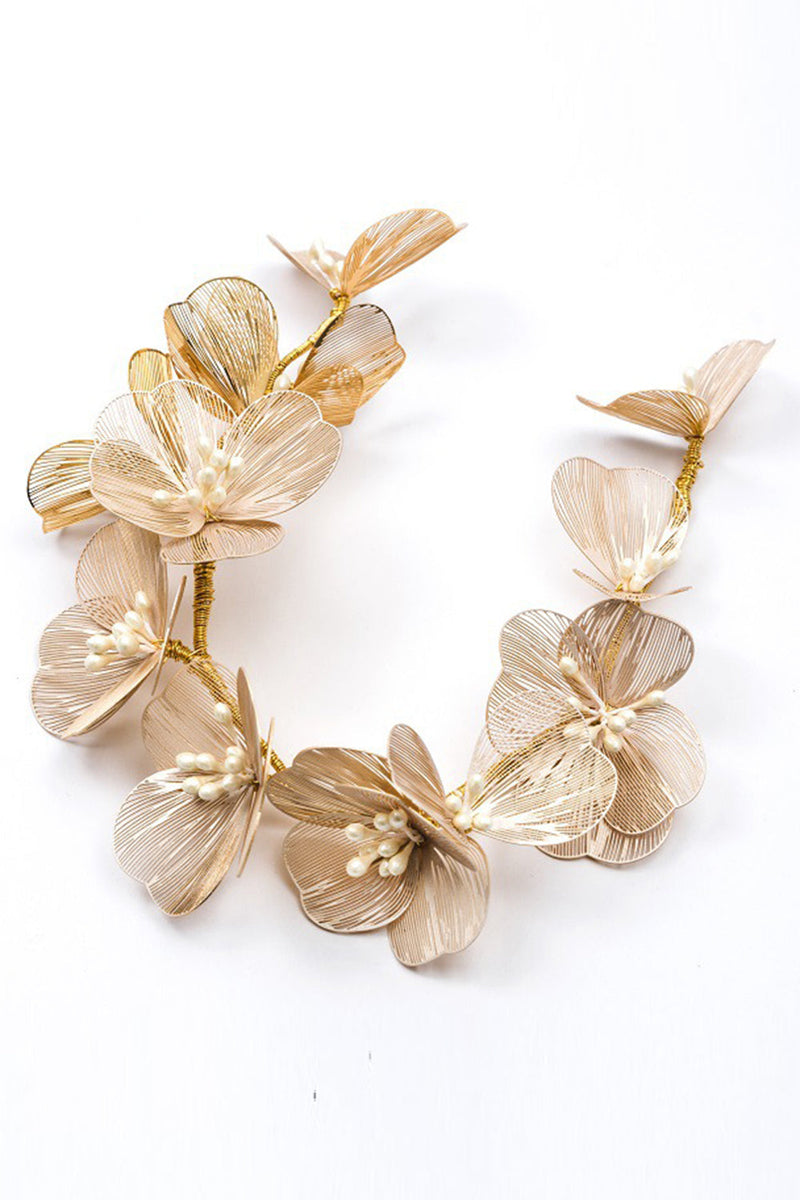 Cargar imagen en el visor de la galería, Diadema Champagne Pearl Flowers