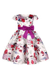 Vestido de Niña Con Moño Floral Azul