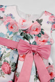 Rosa Estampado Floral Vestido Largo Para Niñas