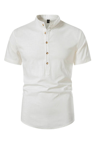 Slim Fit Blanco Buttons Camiseta de Verano