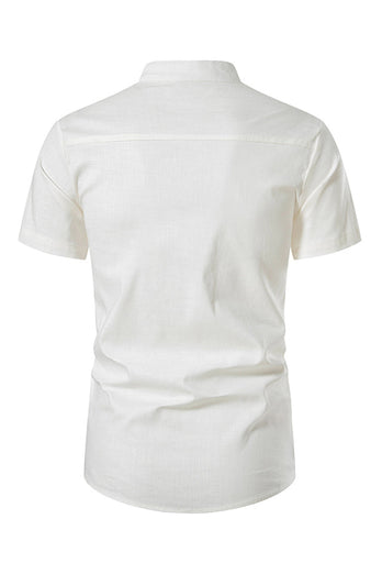 Slim Fit Blanco Buttons Camiseta de Verano