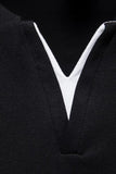 Mangas Cortas Negro Cuello en V Camiseta de Verano