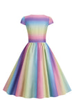 Colorido A Línea 1950s Vestido Vintage