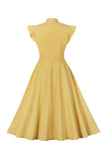 Amarillo 1950s Vestido Con lazo