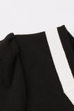 Cuello en V Mangas Cortas 1950s Vestido Negro Con Cinturón