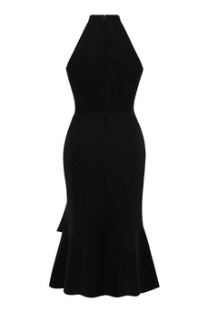 Halter 1960s Vestido Negro Sin Mangas