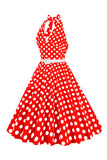 Halter Lunares Rojo 1950s Vestido