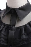 Black Tulle A Line Girl Dress con cinturón