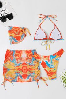 Bikini Estampado Halter Naranje