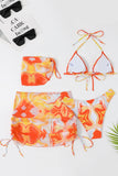 Bikini Estampado Halter Naranje