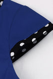 Azul Oscuro V Cuello Lunares 1950s Vestido