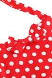 Halter Red Vintage Polka Dot 50's Vestido de Niña con Lazo