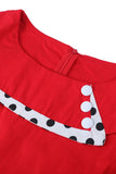 Lunares Rojo 1950s Vestido Con Botón