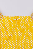 Amarillo Lunares Cuello Cuadrado Vestido Vintage