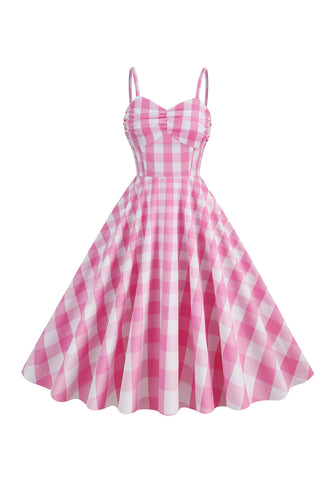 Correas de Espagueti Vestido Vintage A Cuadros