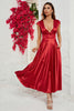 Cargar imagen en el visor de la galería, Rojo V-Cuello Vestido de Fiesta