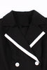 Cargar imagen en el visor de la galería, Cuello negro en V Un vestido de línea de la década de 1950 con mangas cortas