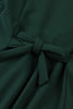 Cargar imagen en el visor de la galería, Vestido verde Deep V cuello 1950s con mangas cortas