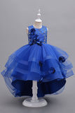 Rosa High Low Appliques Sparkly Girls Dresses