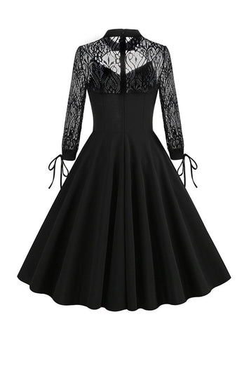 Mangas largas negras encaje vestido vintage