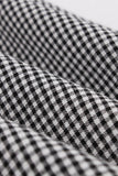 Negro Halter Plaid Sleeveless Button 1950s Vestido