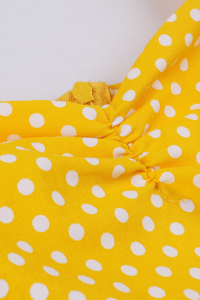Cargar imagen en el visor de la galería, Amarillo Polka Dots sin mangas Correas de espagueti Vestido vintage