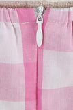 Vestido rosa halter a cuadros sin mangas de la década de 1950 con cinturón