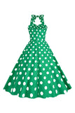 Pink Polka Dots Pin Up Vestido vintage de la década de 1950