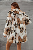 Leopardo amarillo estampado piel sintética Midi abrigo de mujer