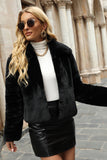Mantón negro solapa recortado mujer faux fur coat