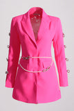 Pink Peak Lapel Chain Blazer de mujer con abalorios