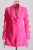 Pink Peak Lapel Chain Blazer de mujer con abalorios