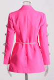 Pink Peak Lapel Chain Blazer de mujer con abalorios