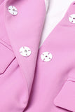 Pink Peak Lapel Chain Blazer de mujer con abalorios