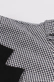 Vestido de manga larga a cuadros de la década de 1950 con cinturón