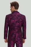 Fucsia Floral 3 Piezas Trajes de Fiesta para Hombre