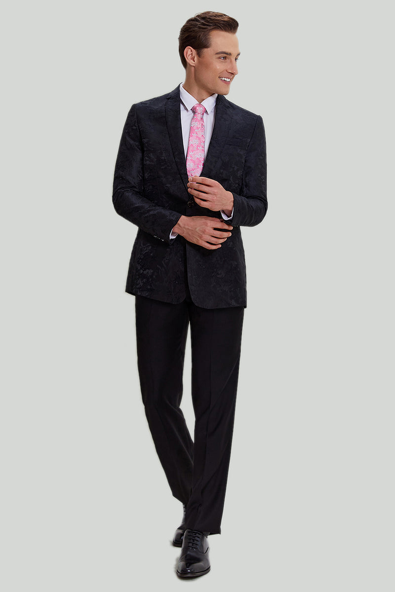 Cargar imagen en el visor de la galería, Solapa de Muesca Negro Blazer Masculino