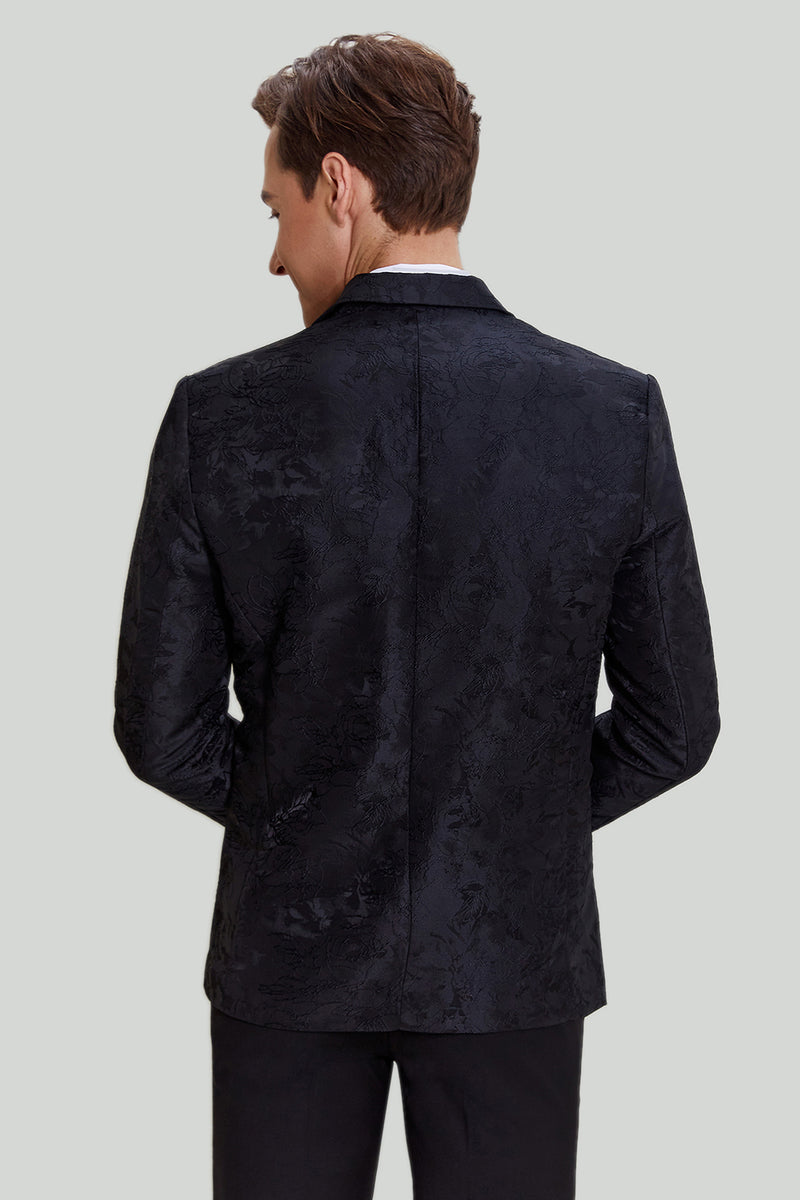 Cargar imagen en el visor de la galería, Solapa de Muesca Negro Blazer Masculino
