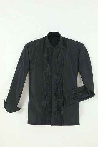Camisa negra de traje para hombres manga larga