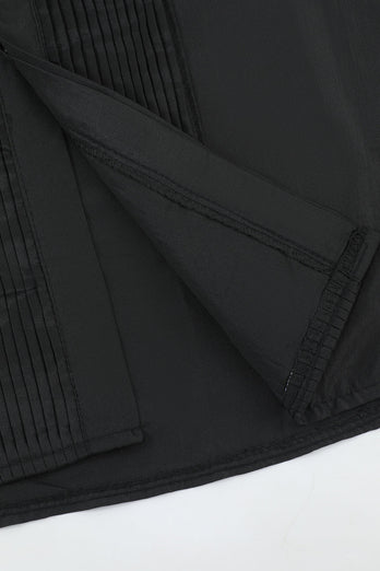 Camisa negra de traje para hombres manga larga