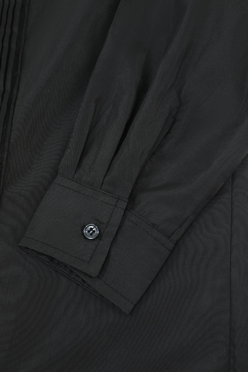 Cargar imagen en el visor de la galería, Camisa negra de traje para hombres manga larga