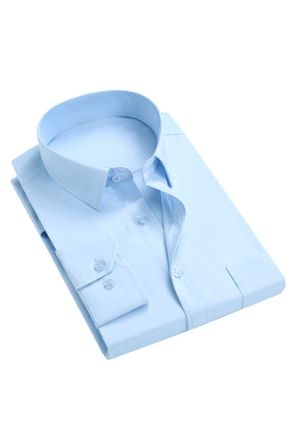 Azul claro Camisa de manga larga cuello solapa