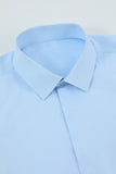 Azul claro Camisa de manga larga cuello solapa