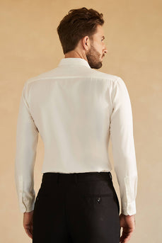 Mangas Largas Camisa Blanca de Traje Para Hombre