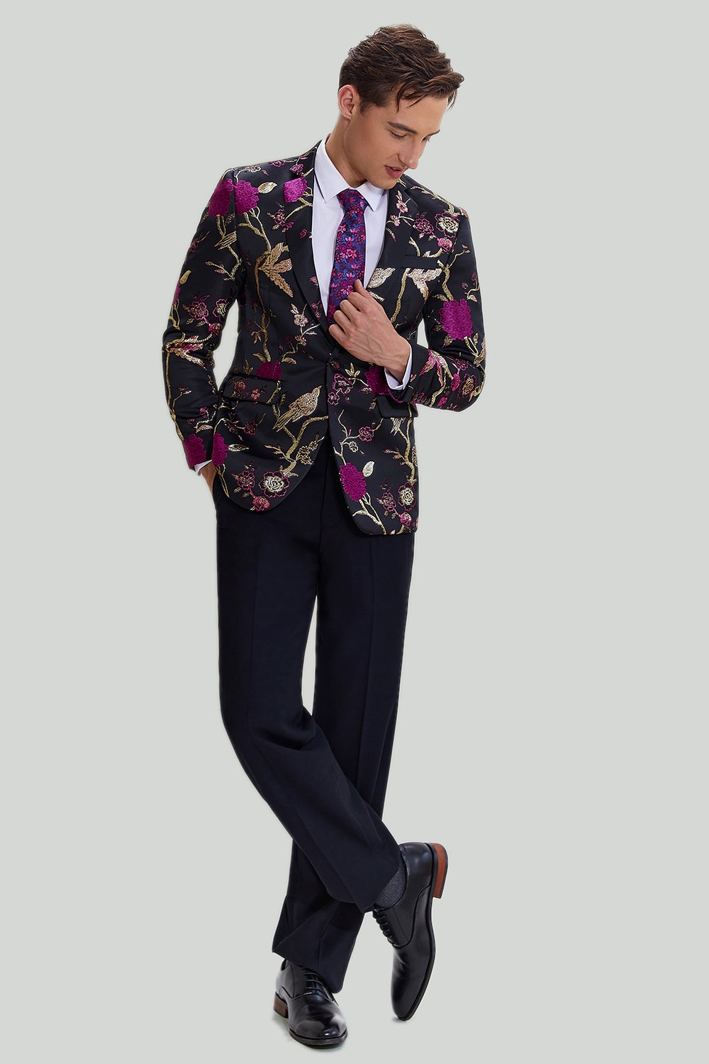 Negro Blazer de Fiesta Solapa de Muesca