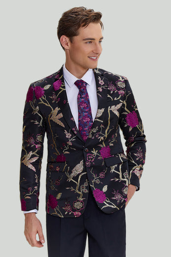 Negro Blazer de Fiesta Solapa de Muesca