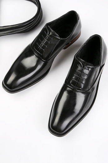 Negro Zapatos de vestir de cuero para hombres