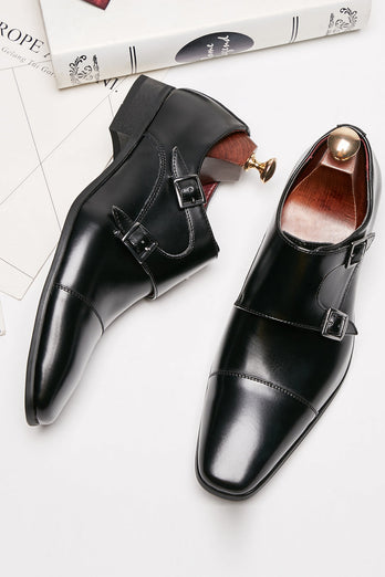 Zapatos de vestir de cuero negro para hombre