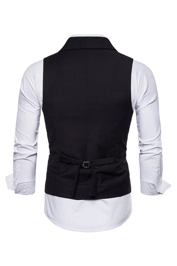 Chaleco de traje de hombre de solapa de doble pecho negro