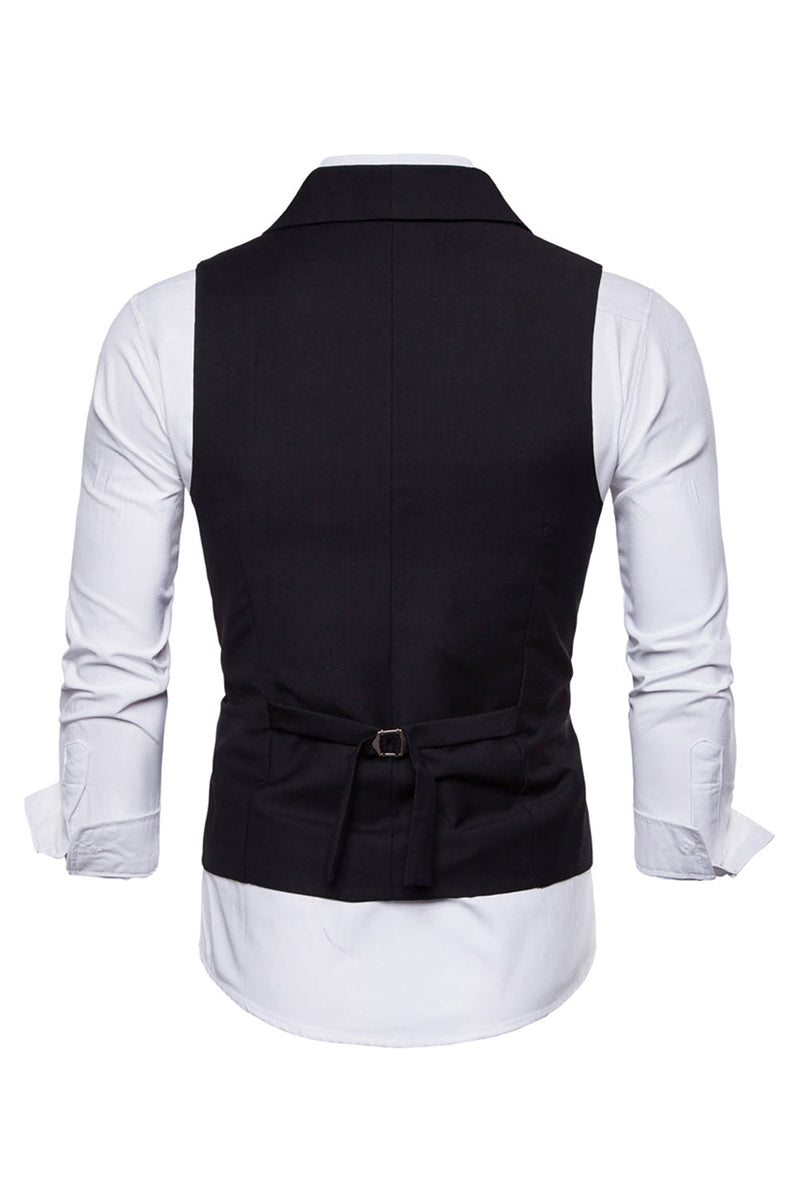 Cargar imagen en el visor de la galería, Chaleco de traje de hombre de solapa de doble pecho negro